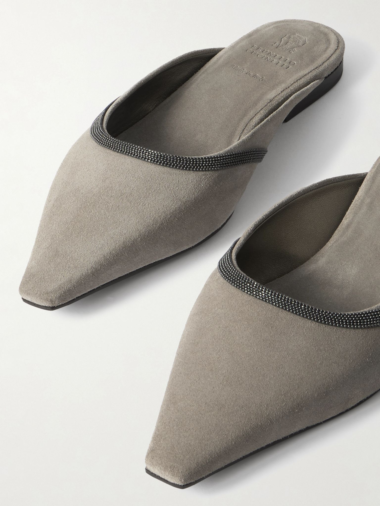 Bead-embellished suede mules Gray - 4