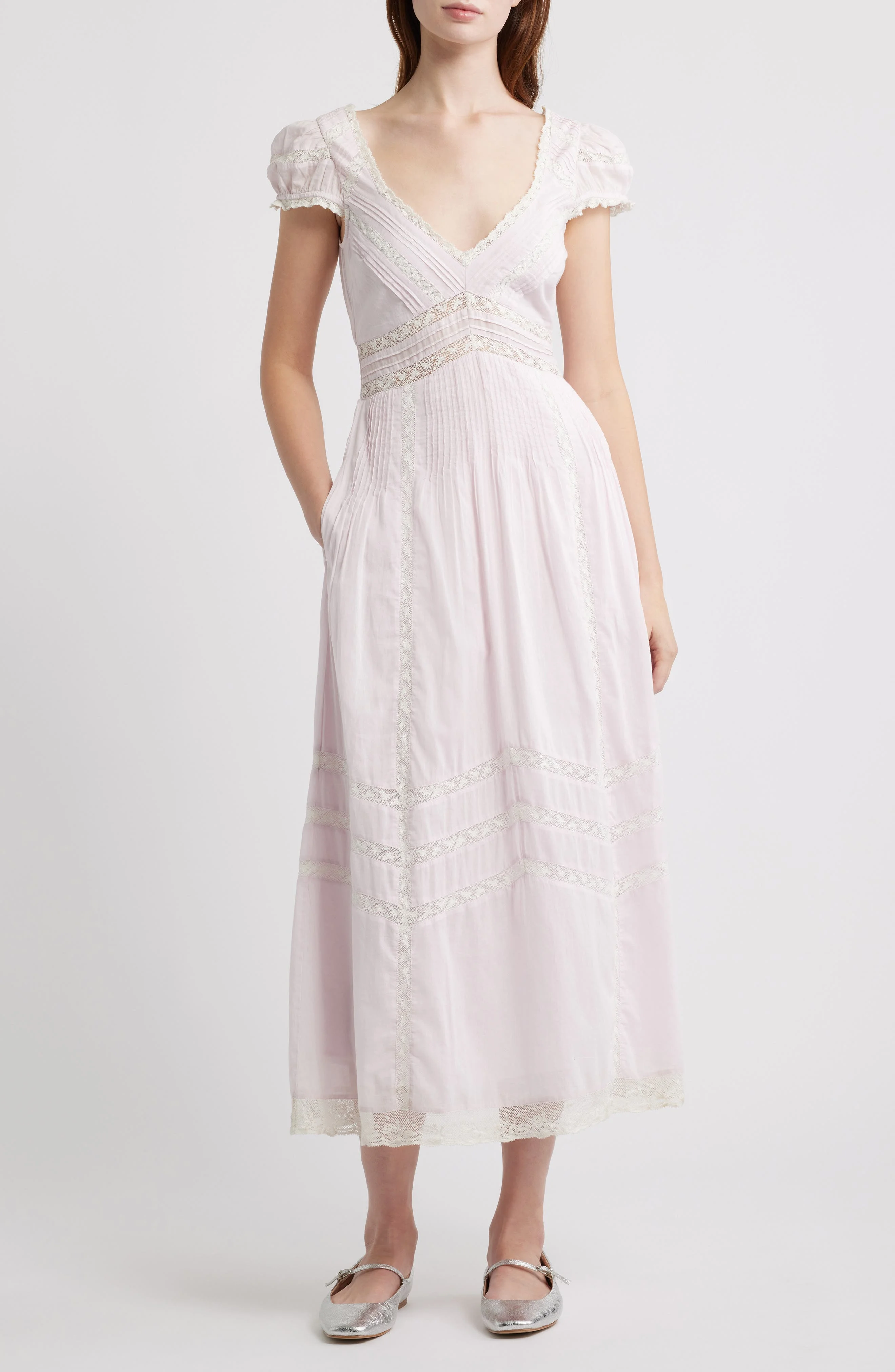 LoveShackFancy Suvi Lace Puff Sleeve Maxi Dress in Orchid Ice at Nordstrom - 1