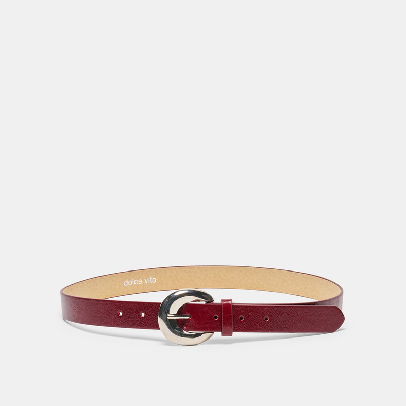 CHUNKY CURVED BUCKLE BELT BURGUNDY 1