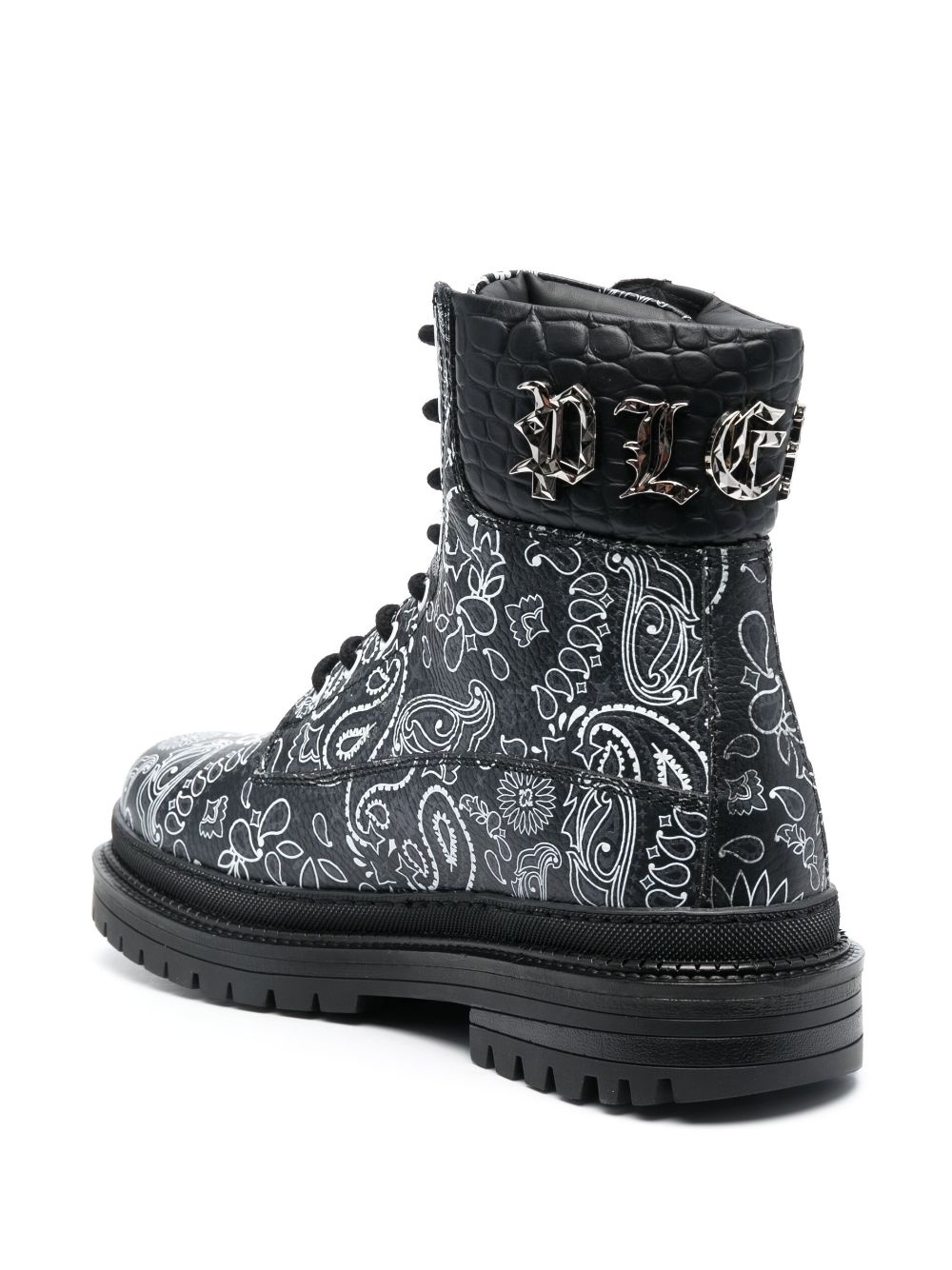 paisley-print leather ankle boots - 3