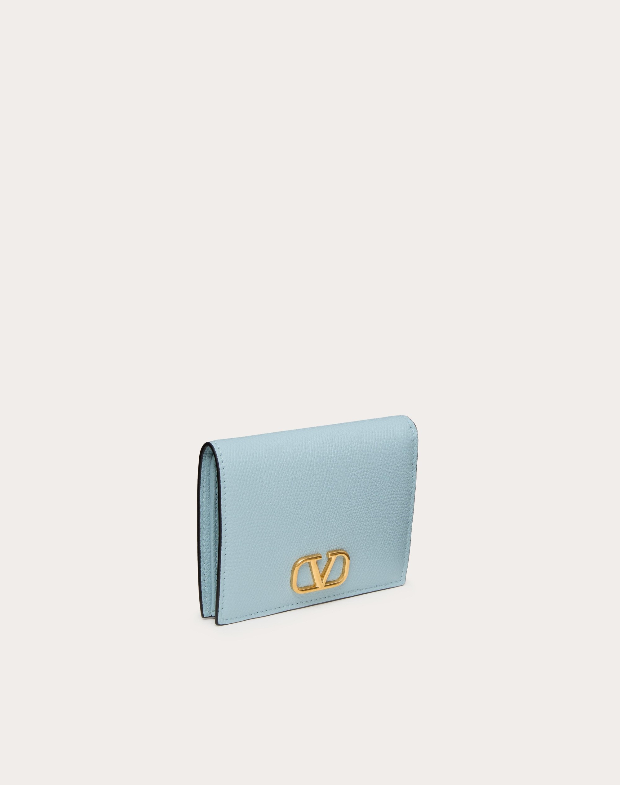 COMPACT VLOGO SIGNATURE GRAINY CALFSKIN WALLET - 4