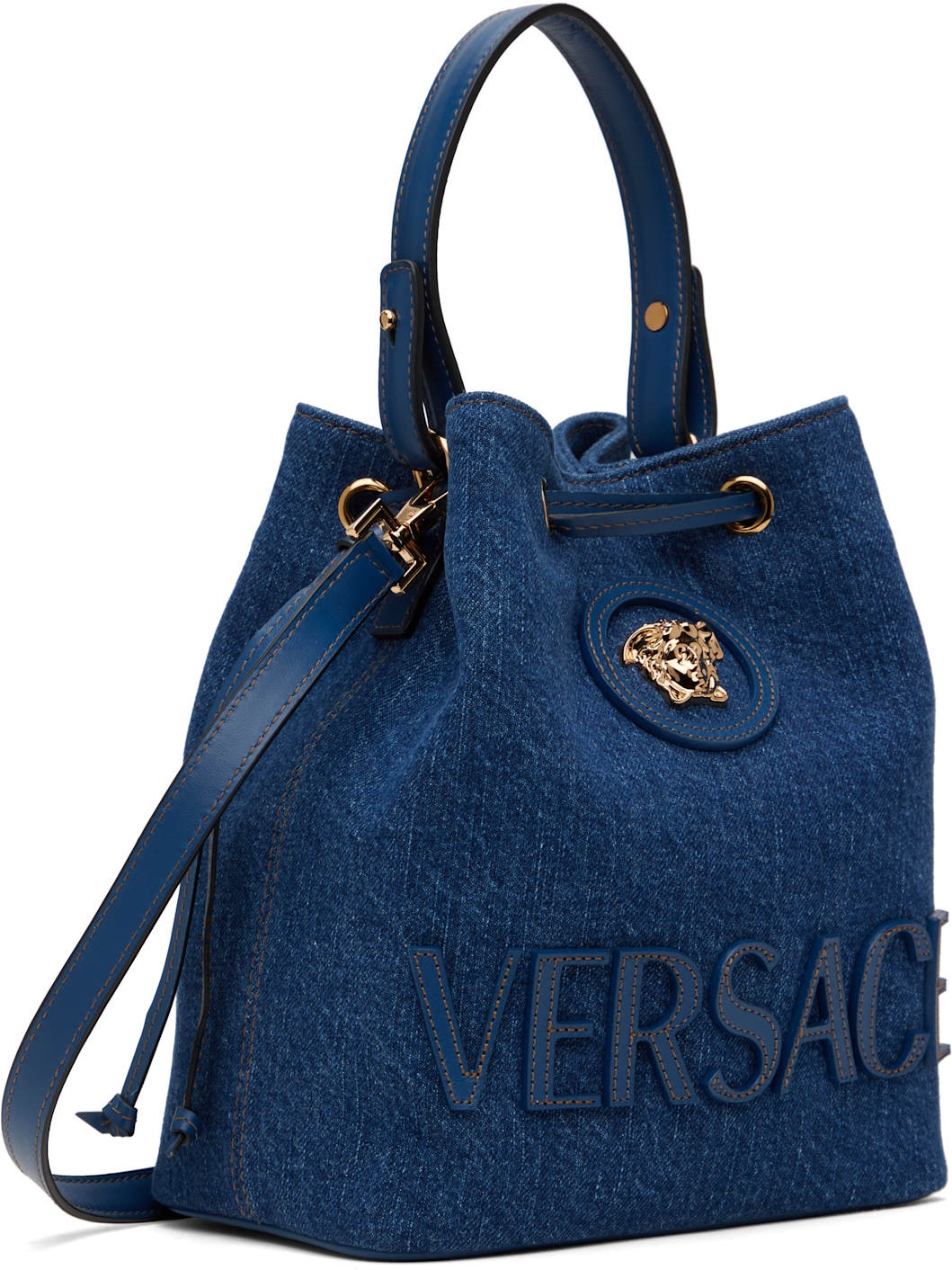 Navy 'La Medusa' Denim Bucket Bag - 2