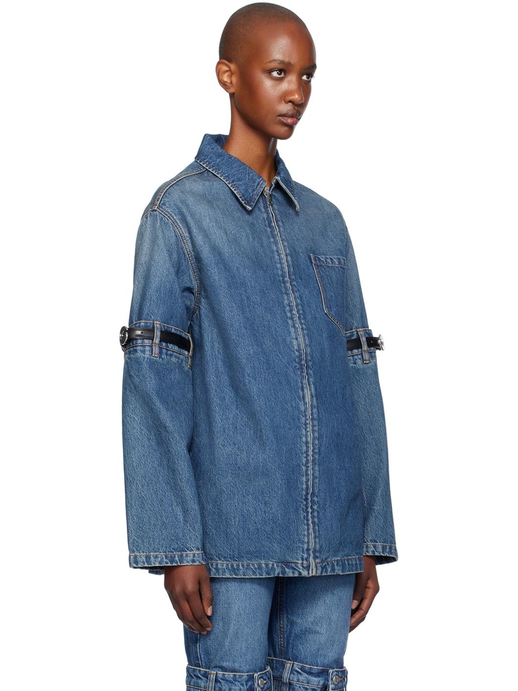 Blue Open Elbow Denim Jacket - 2