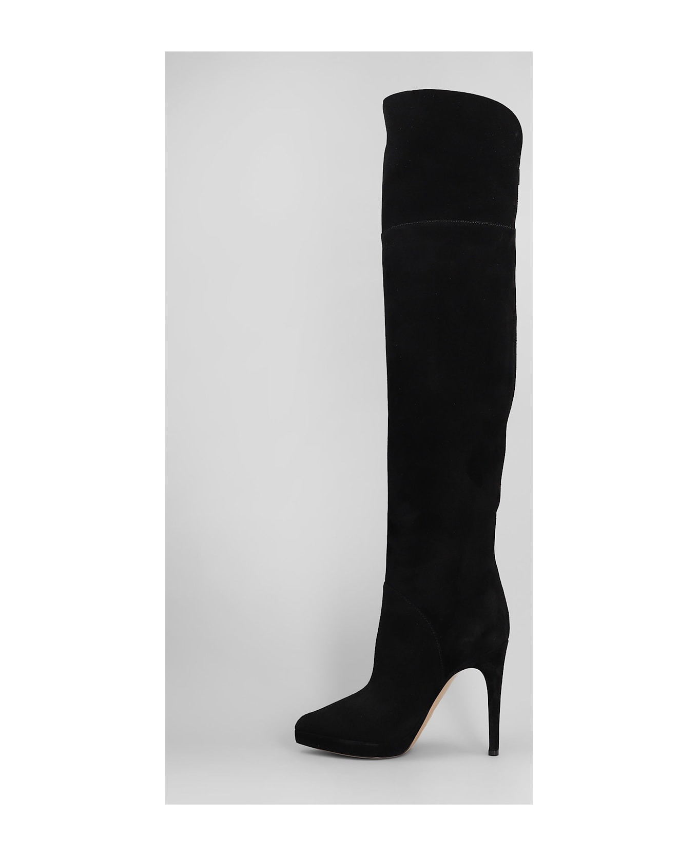 High Heels Boots In Black Suede - 3