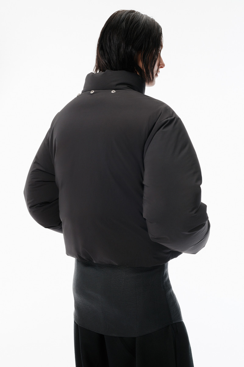 Black Puffer Coat with Detachable Scarf 6