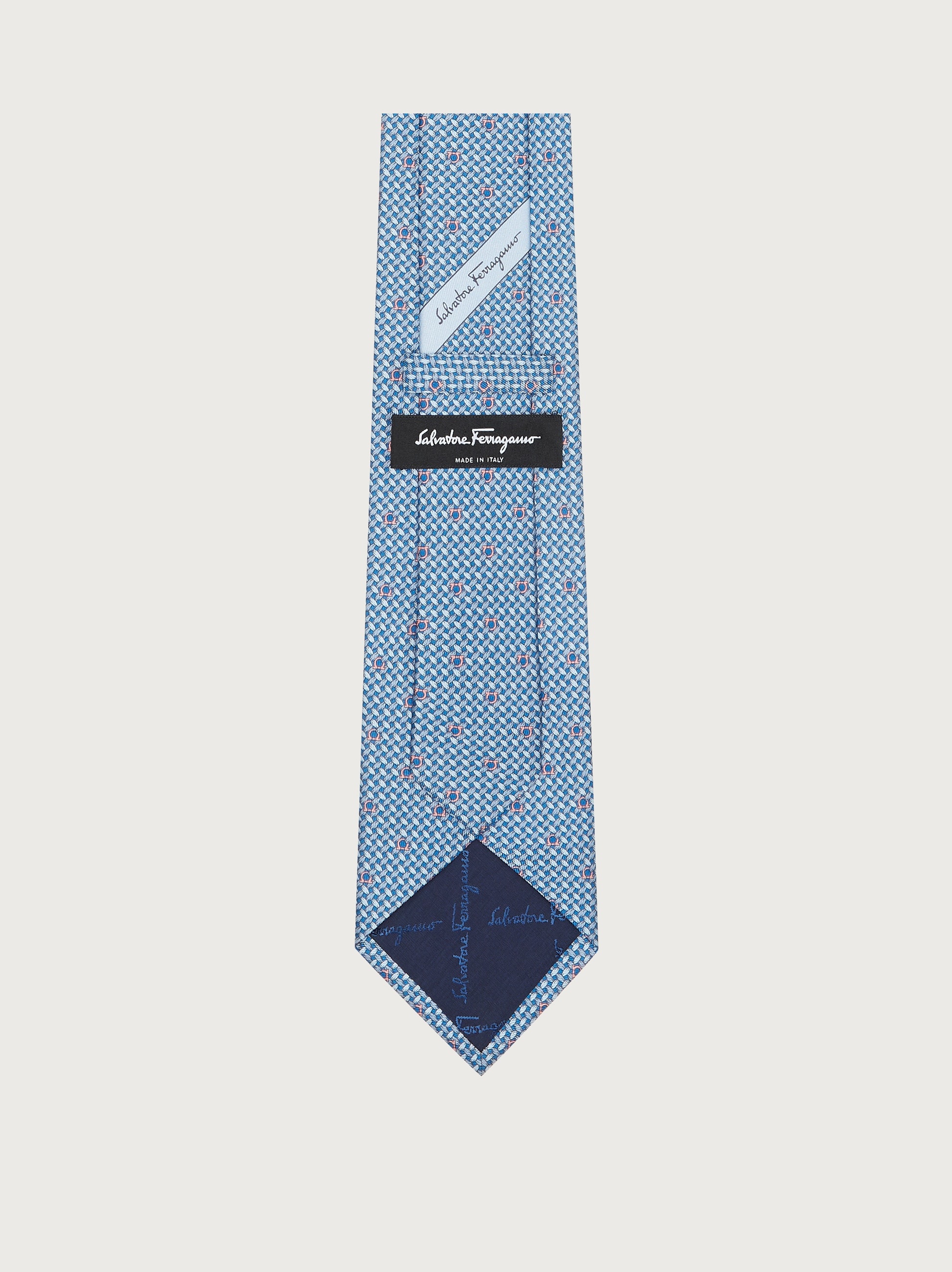 Gancini print silk tie - 3