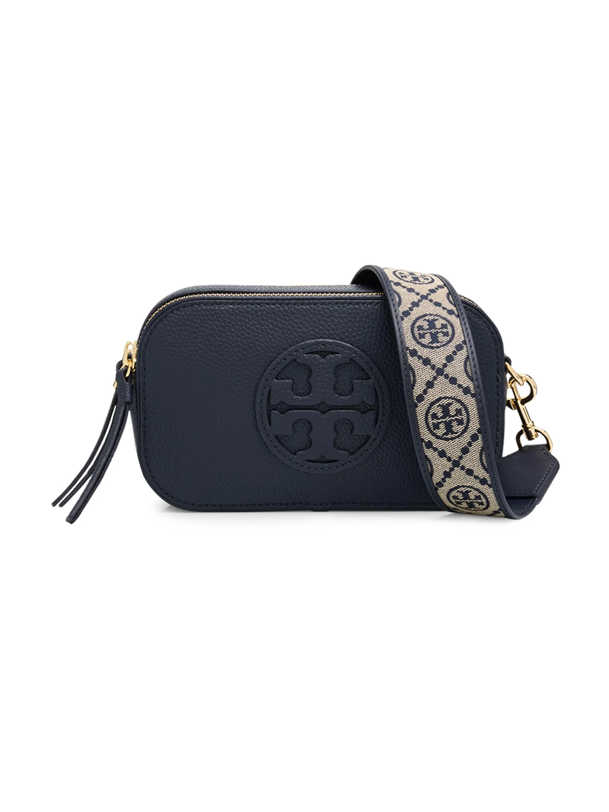 Women's Mini Miller Logo Leather Crossbody Bag - Navy - 1