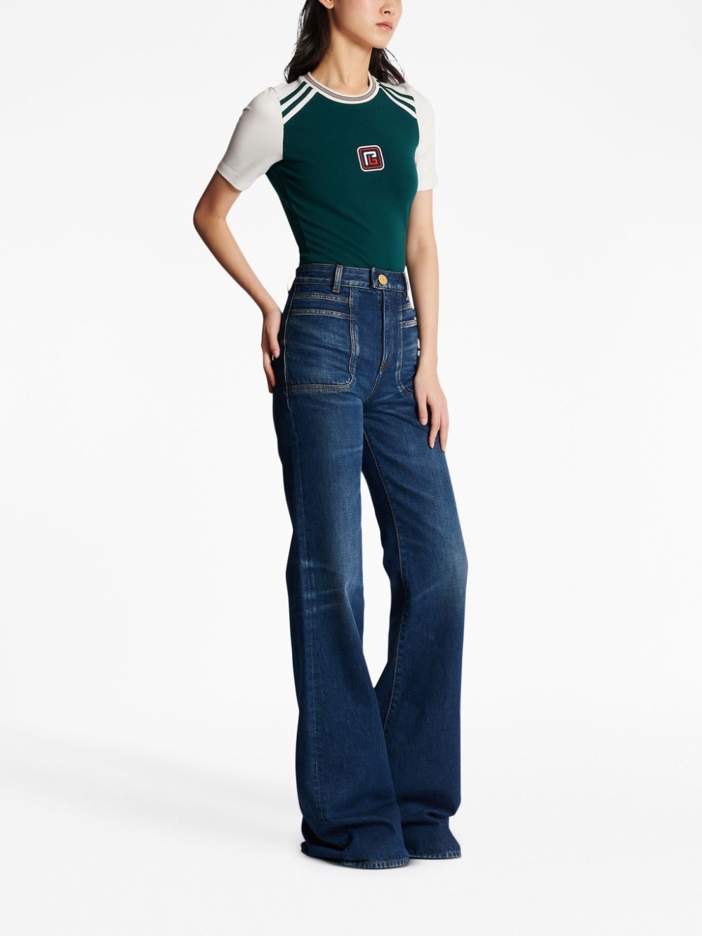 high-waisted flared jeans - 3