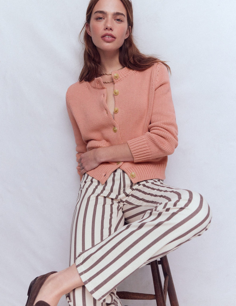 Lucy Chunky Cotton Cardigan-Pink - 1