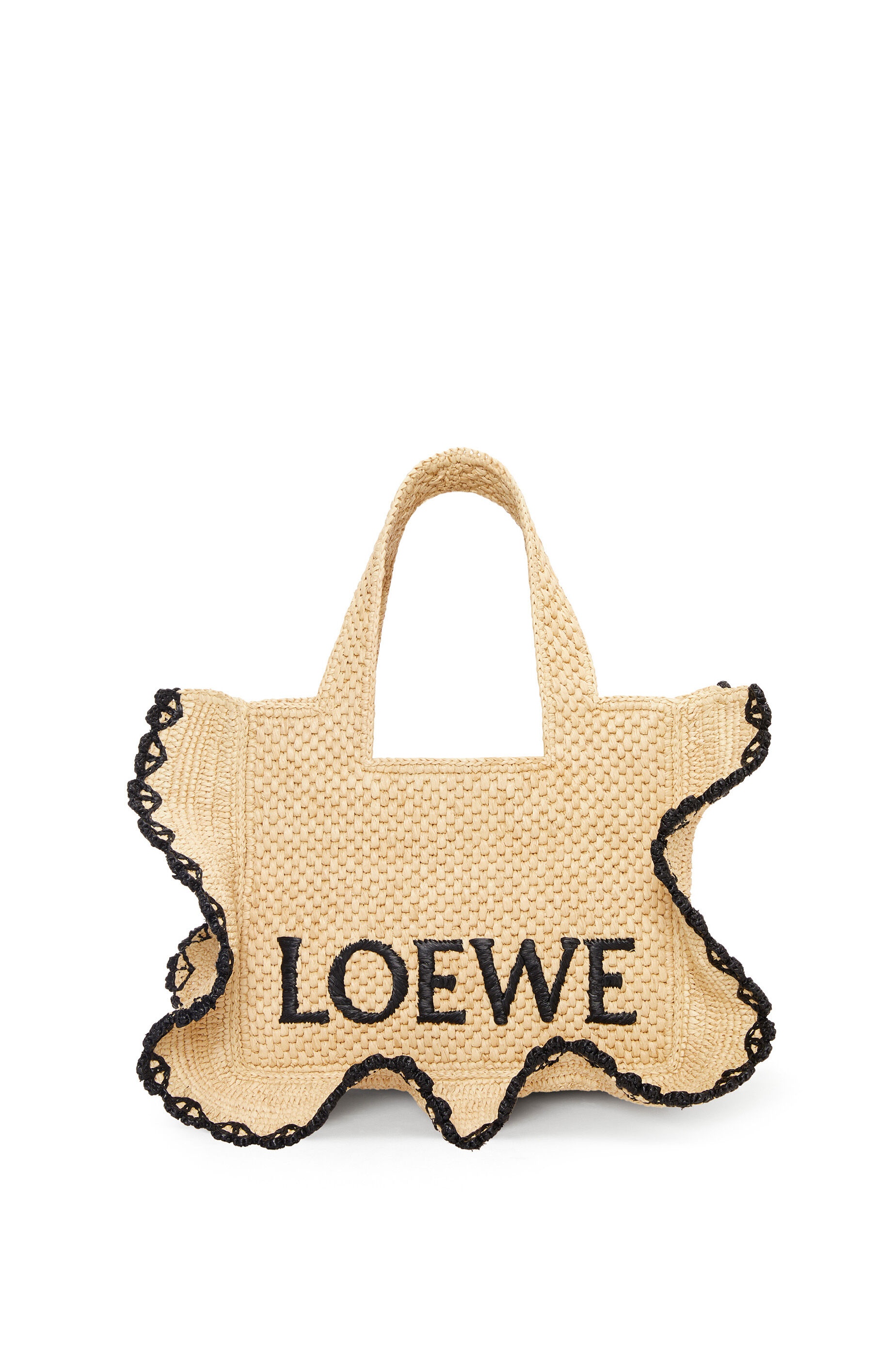 Small LOEWE Font tote in raffia - 1