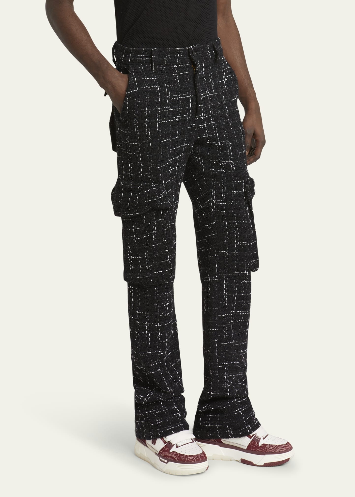 Men's Boucle Tweed Cargo Pants - 4