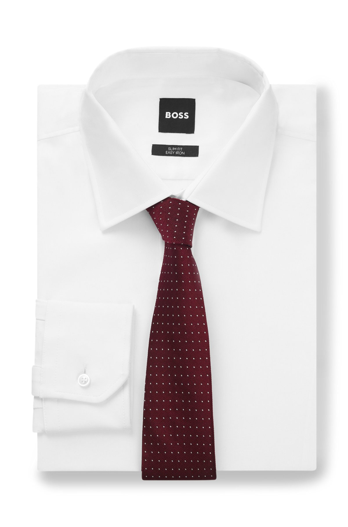 SILK-BLEND TIE WITH JACQUARD-WOVEN DOT MOTIF - 2