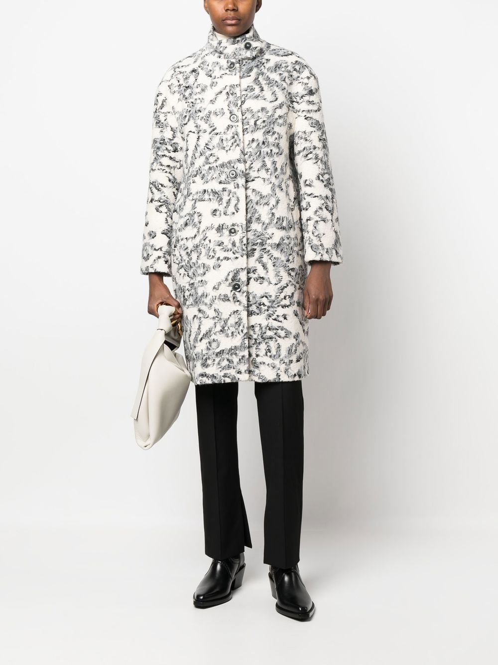 bouclé-effect single-breasted coat - 2