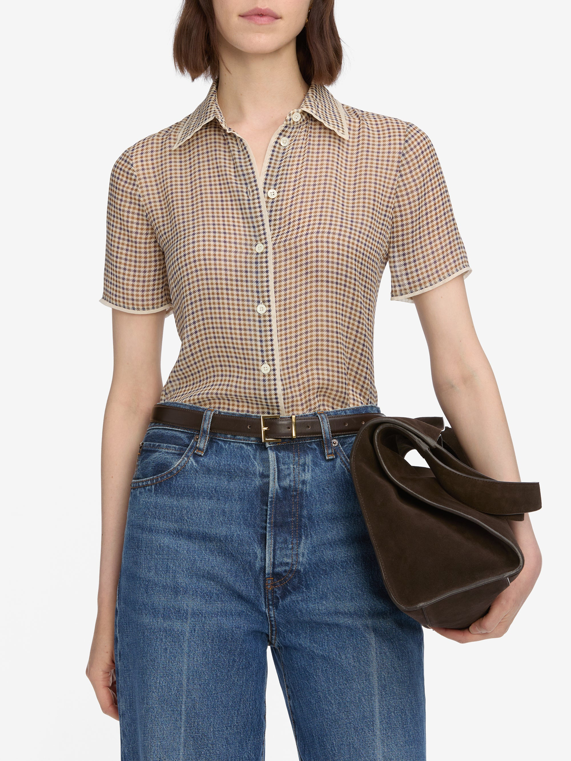The Silk Check Shirt in Houndstooth Multi - 3