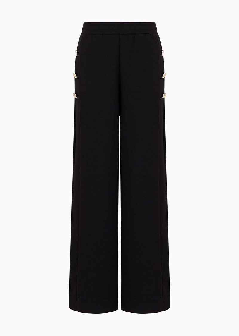 double-jersey palazzo trousers with golden buttons 1