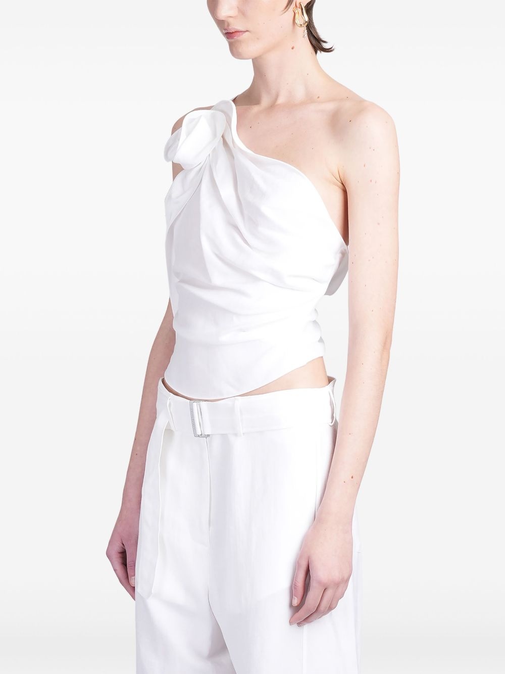 one-shoulder draped top - 3