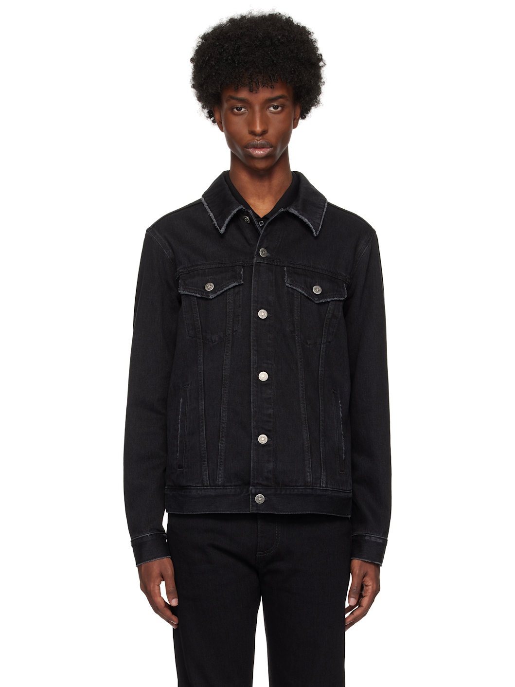 Black Regular One Washed Denim Jacket - 1