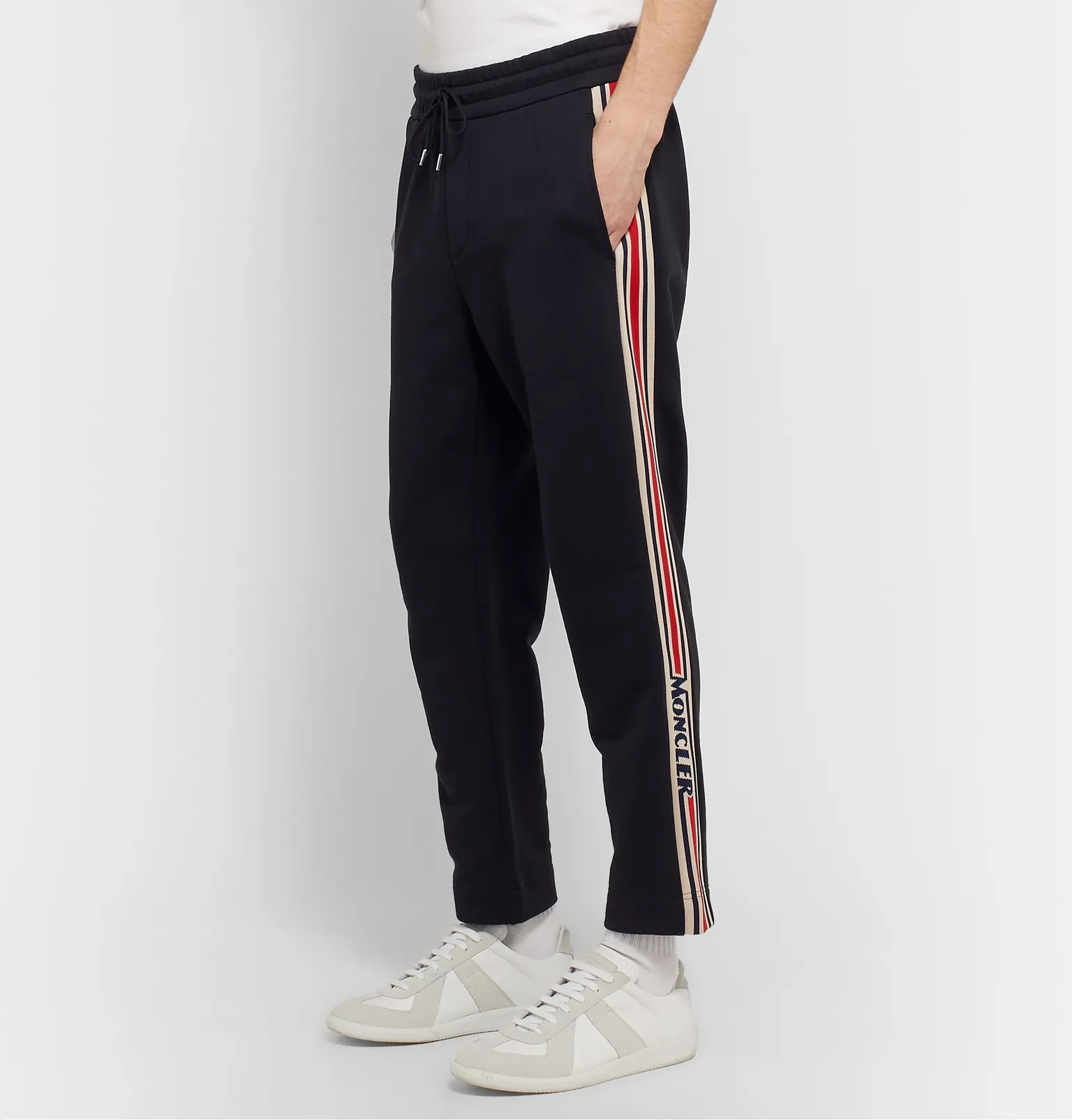 Slim-Fit Grosgrain-Trimmed Loopback Cotton-Jersey Track Pants - 4