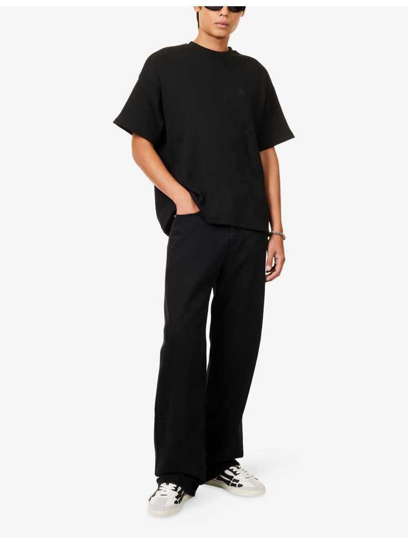 AMIRI Logo-Embroidered Ribbed Cotton-Jersey T-Shirt outlook