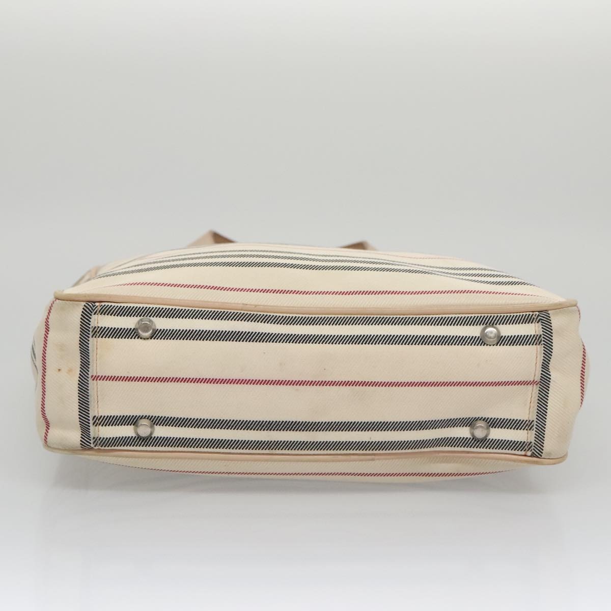 Burberry Shoulder Bag Canvas Leather Beige Cream Silver - 5