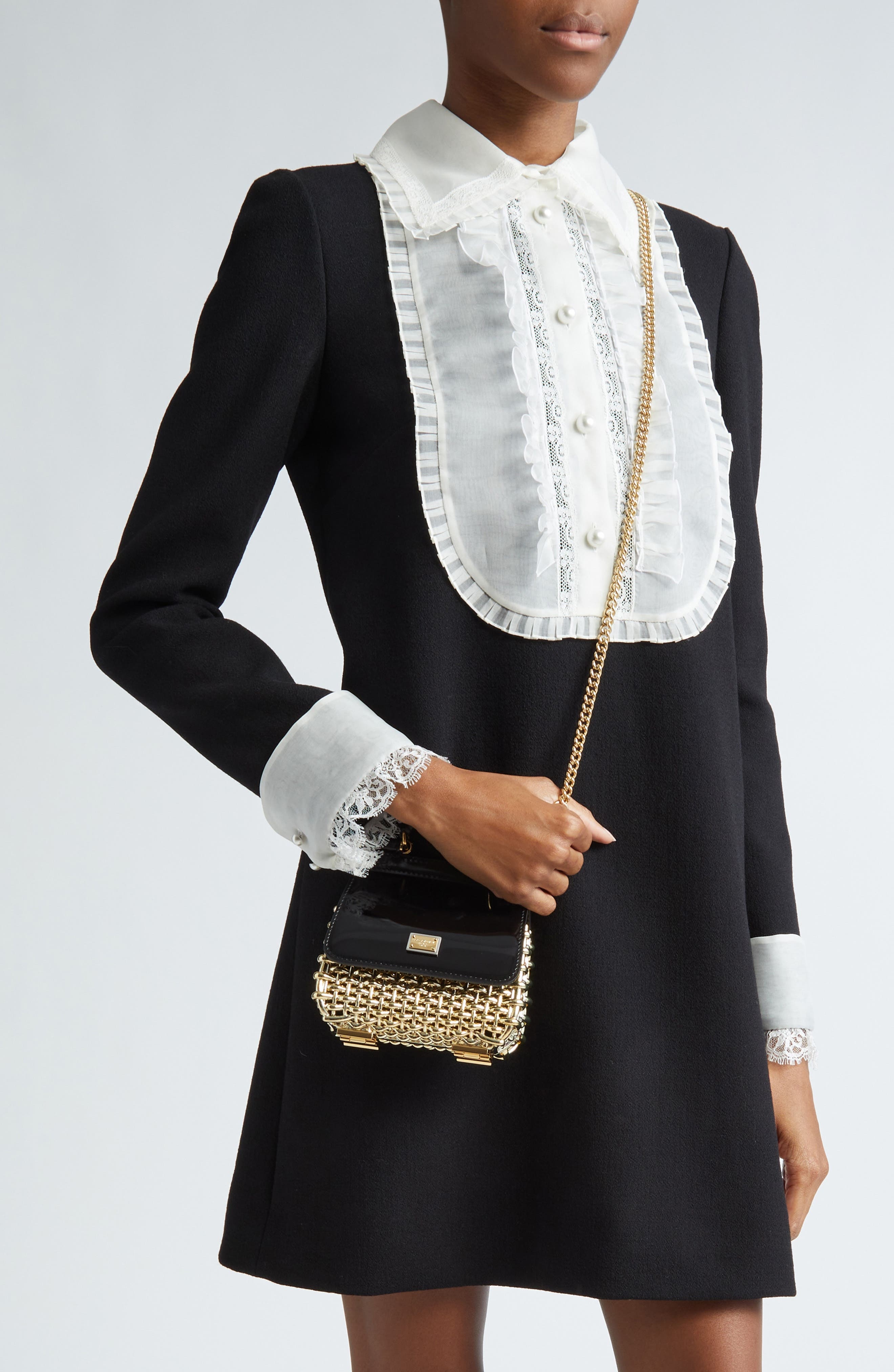 Dolce&Gabbana Mini Sicily Box Cage Shoulder Bag in 87530 Gold/Black at Nordstrom - 2