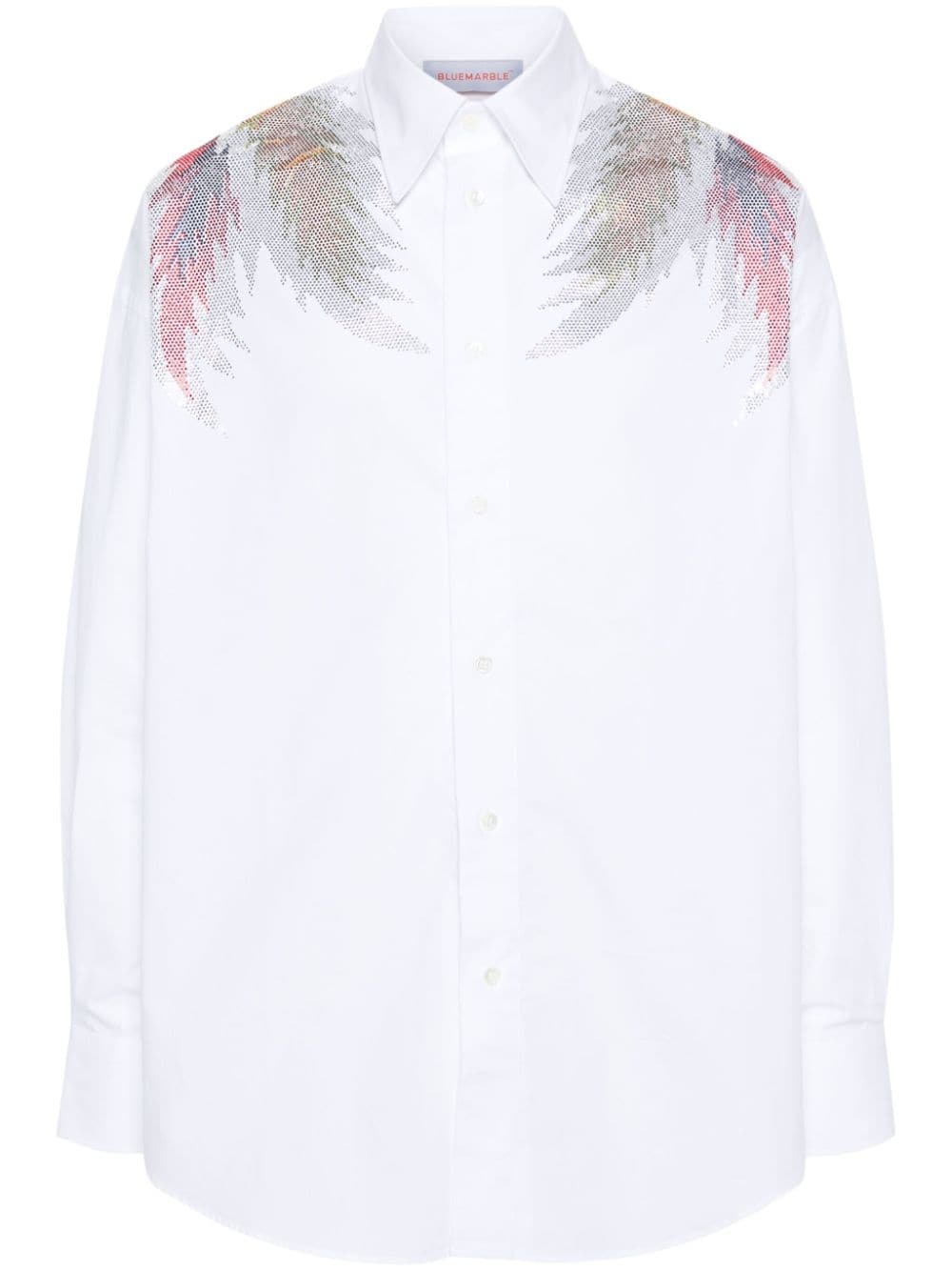 rhinestone-wings poplin shirt - 1