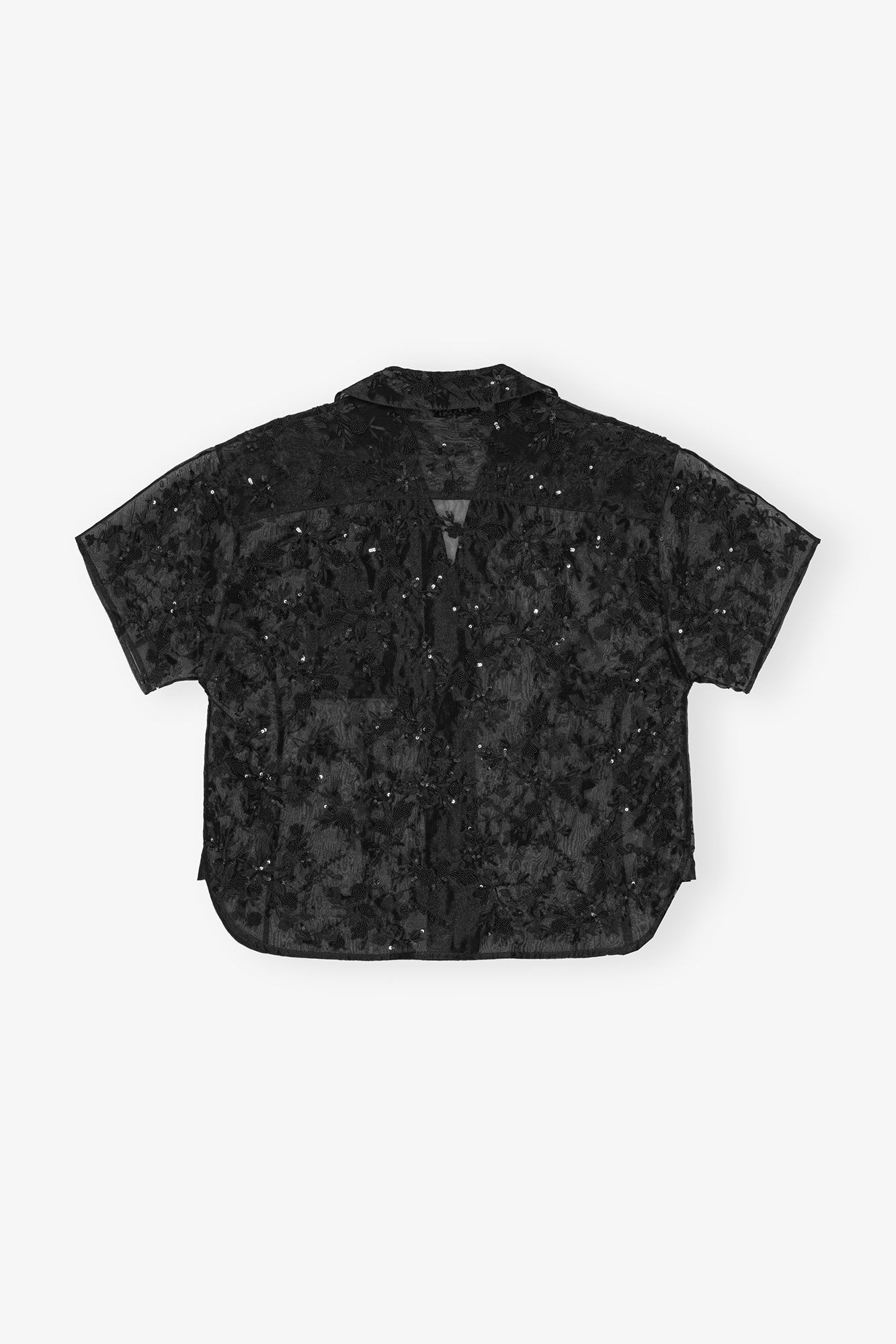 BLACK EMBELLISHED ORGANZA SHIRT - 2