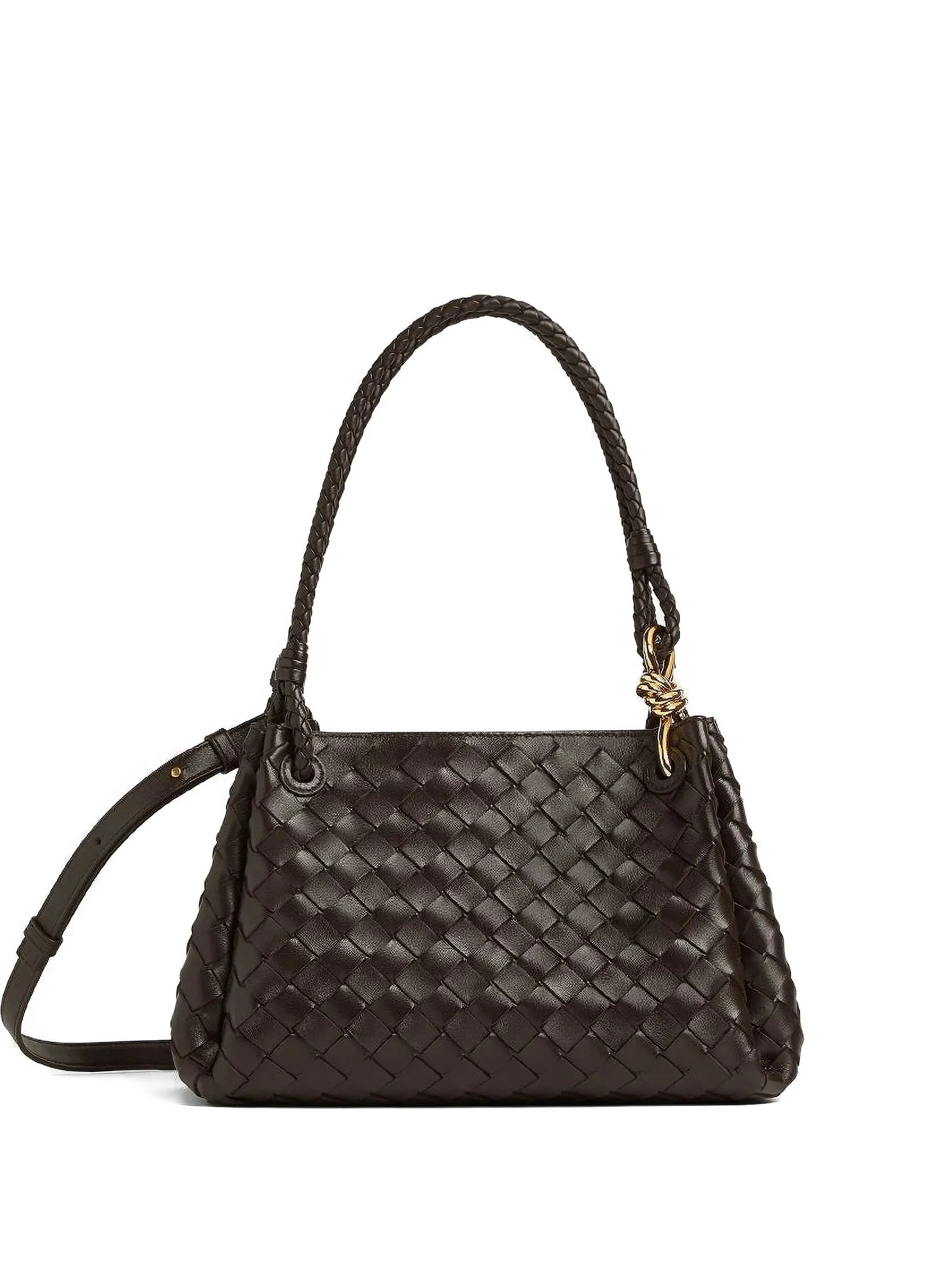 woven leather shoulder bag - 1