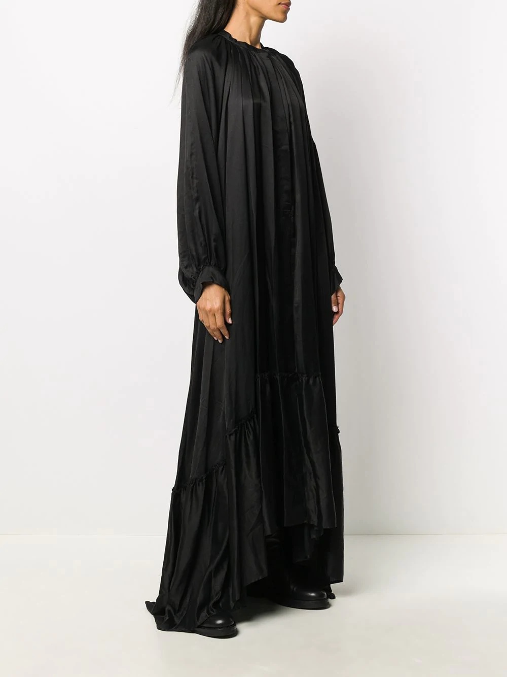 draped satin maxi dress - 3