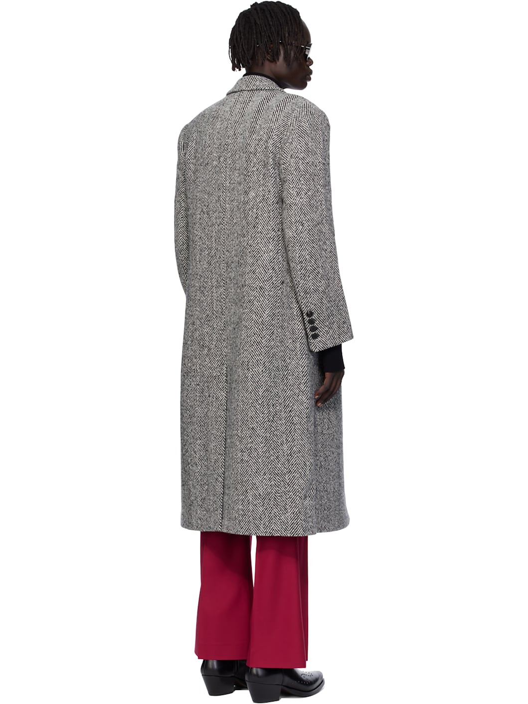 Black & White Double-Breasted Coat - 3