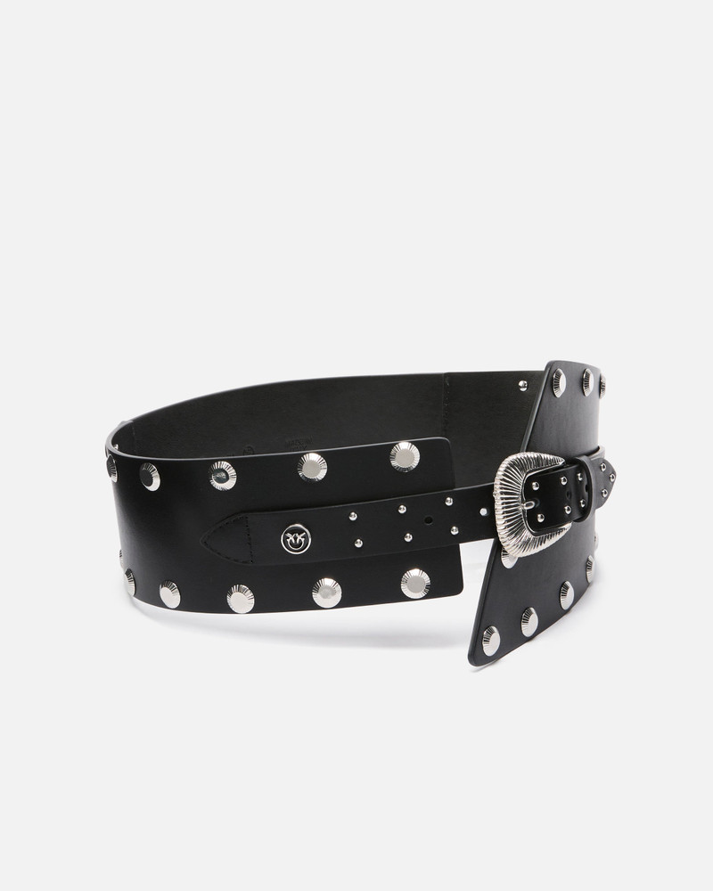 PINKO LEATHER BELT WITH STUDS AND STRAP, 15 CM outlook
