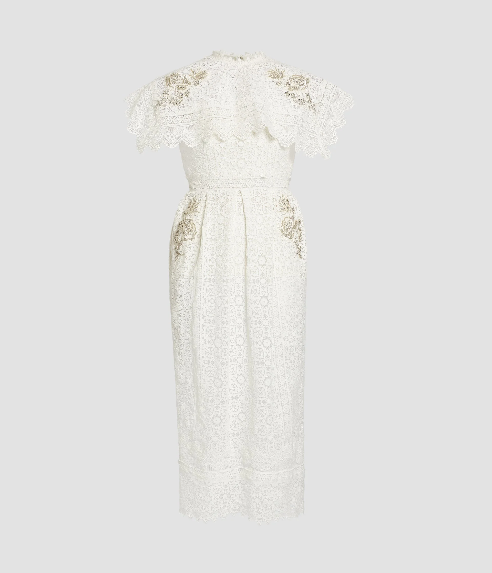 EMBROIDERED GUIPURE MIDI DRESS - 1