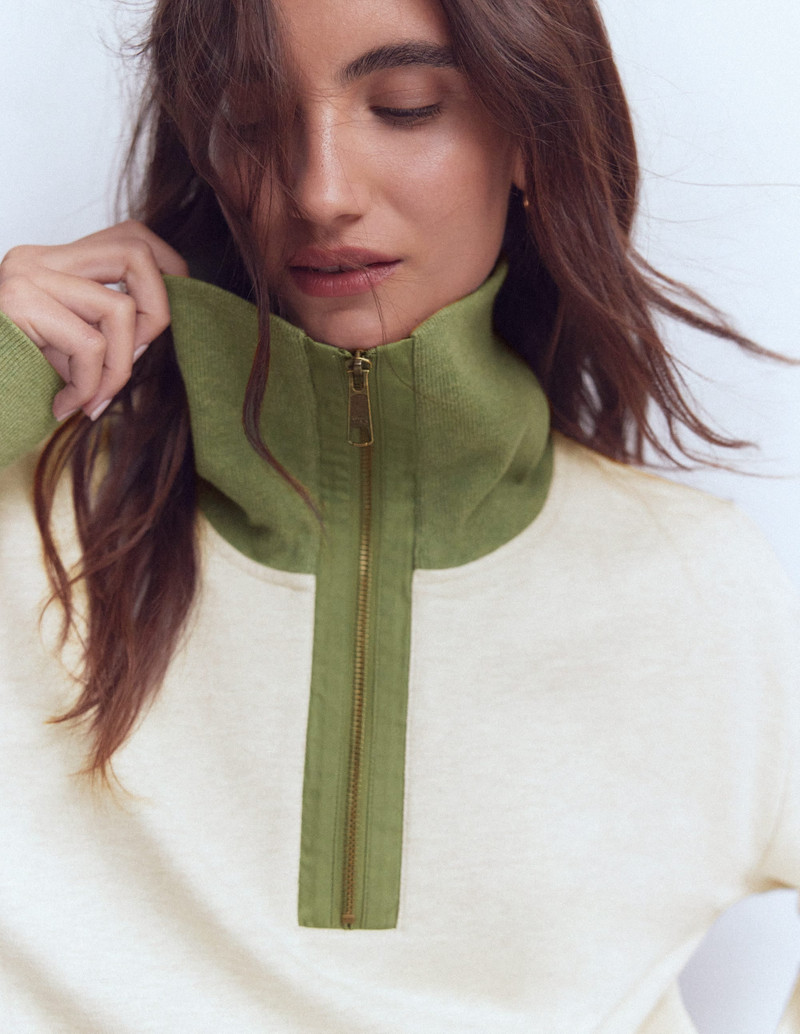 Colourblock Sweatshirt-Khaki and Oatmeal Marl 3