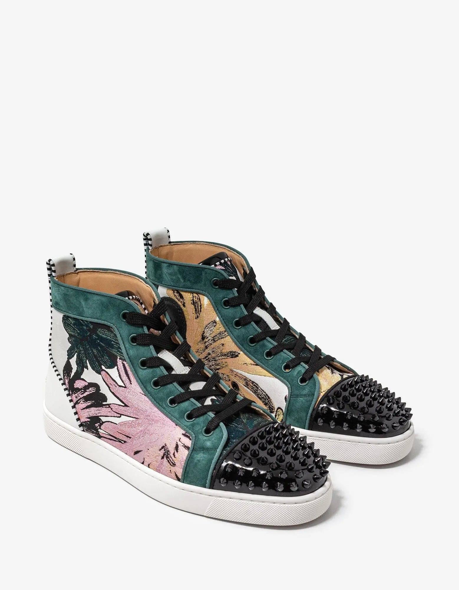 Christian Louboutin Lou Spikes Orlato Hanabi Floral Print High Top Trainers - 1