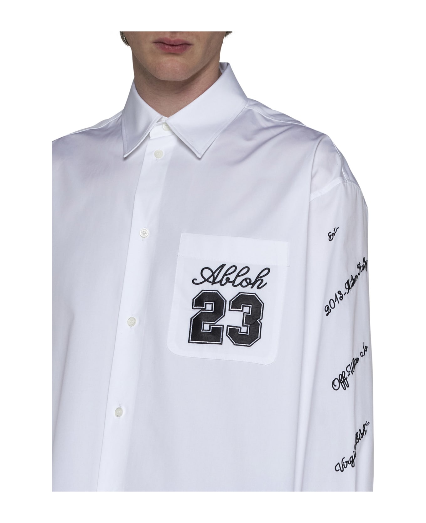 'logo 23' White Cotton Shirt - 5