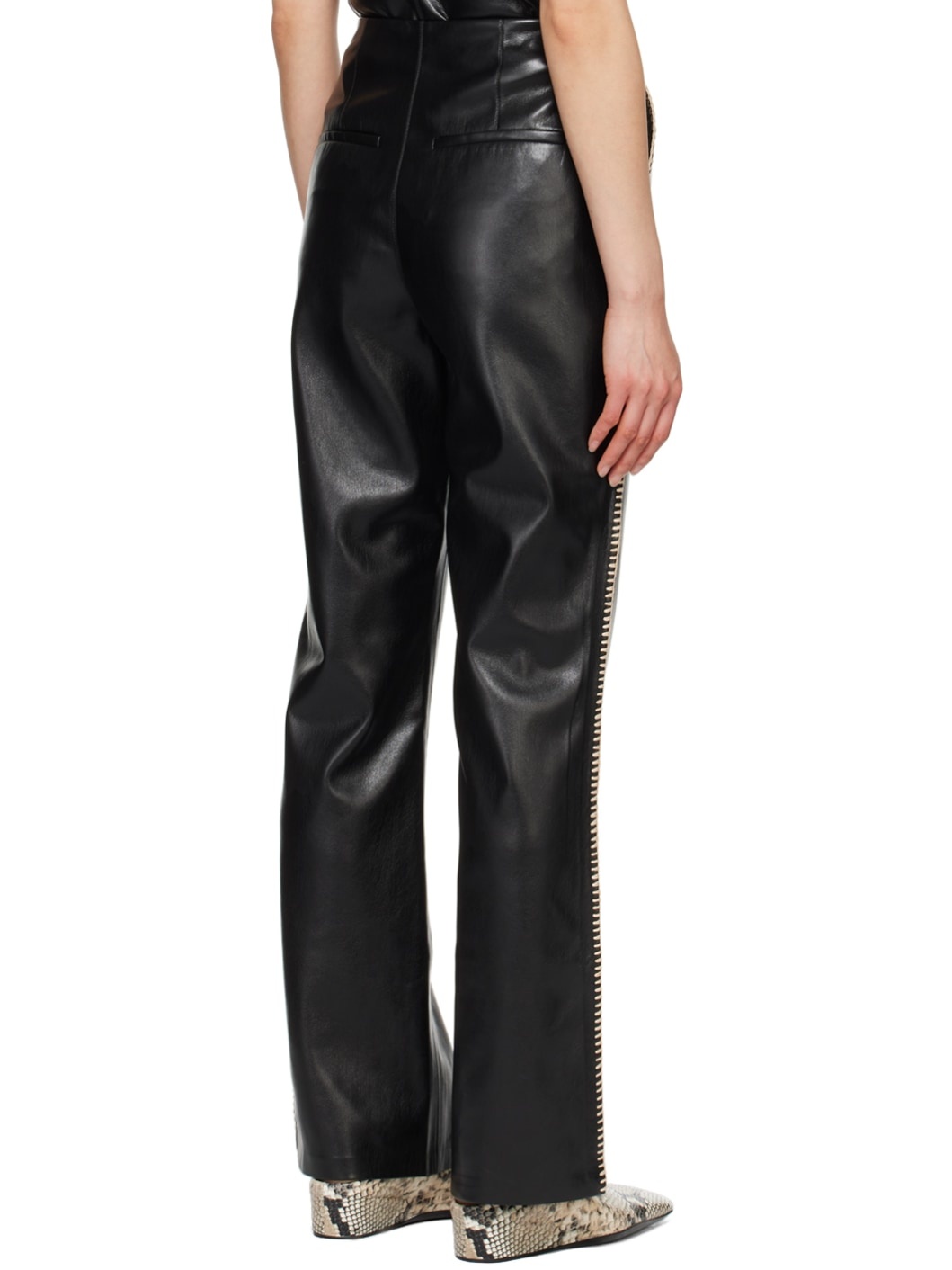 Black Manola Vegan Leather Pants - 3