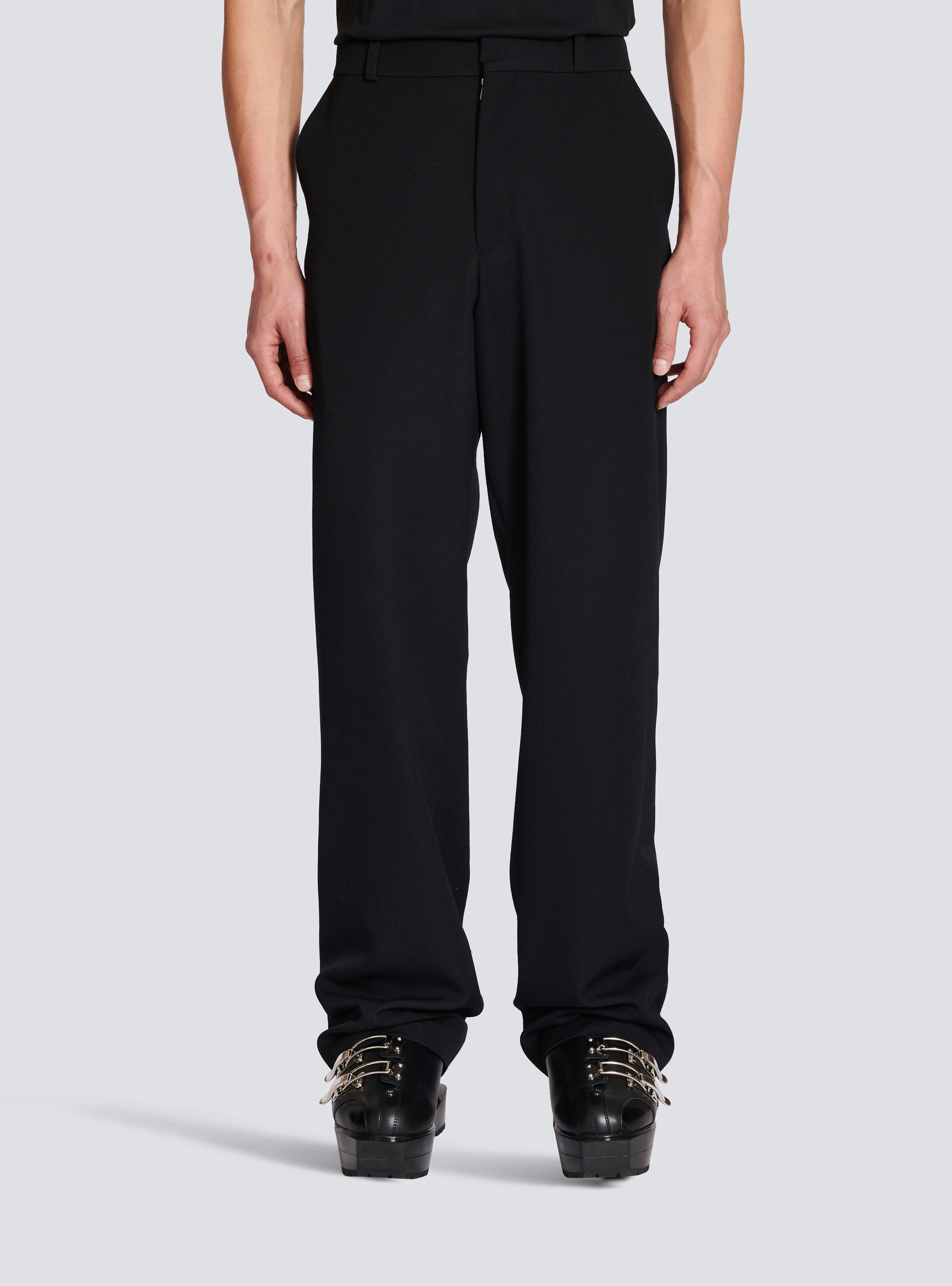 Wide-leg wool trousers - 5
