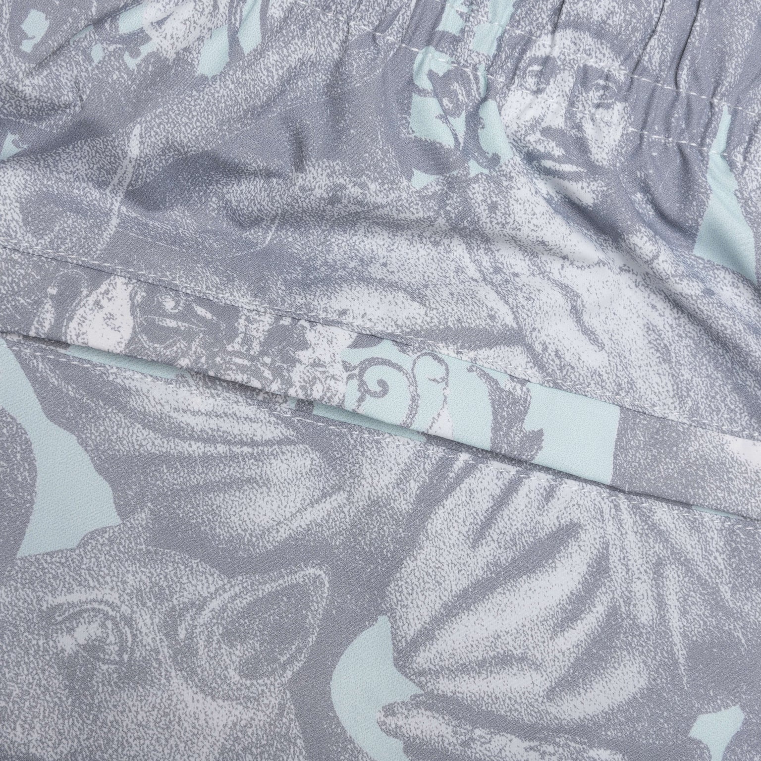 LINEN BERMUDA SWIM SHORTS WITH HUBERT OBJECTS PRINT - PRUSSIAN BLUE/GREY - 5