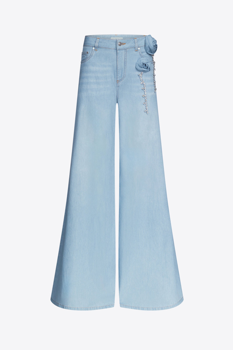 CRYSTAL ROSETTE WIDE LEG JEAN - 1