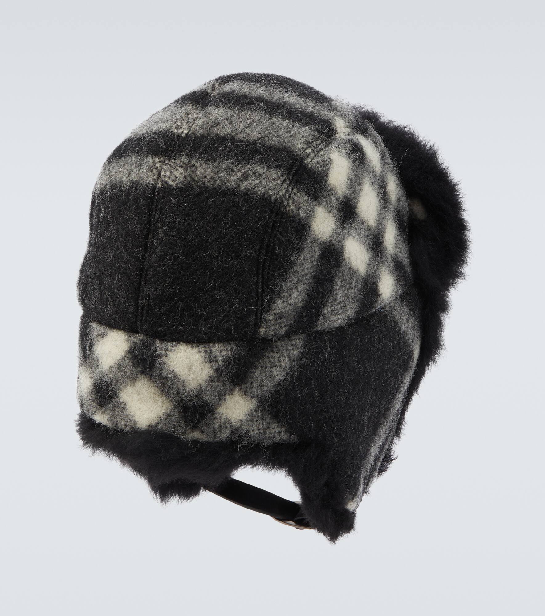 Burberry Check shearling-trimmed wool hat - 2
