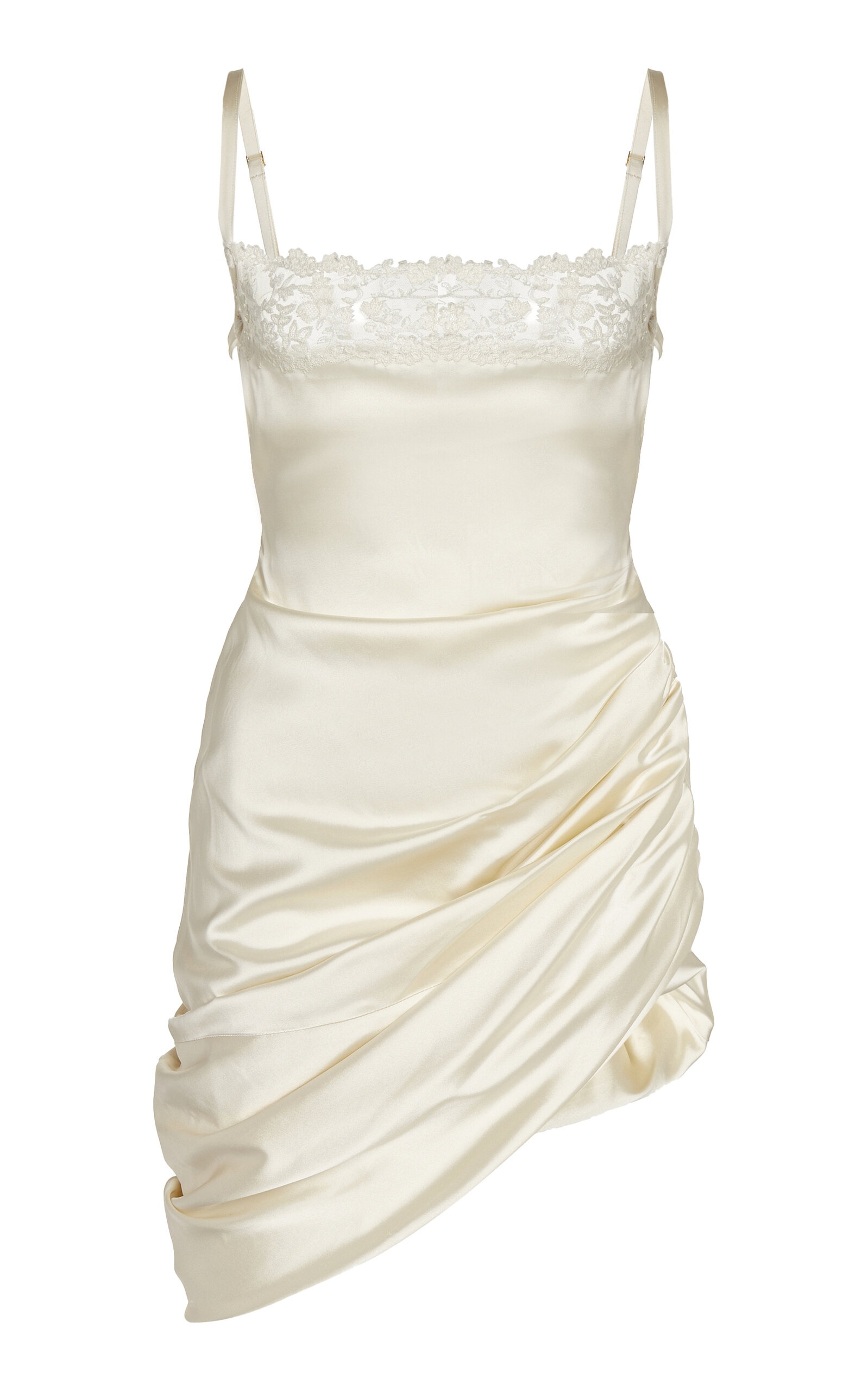 Saudade Lace-Trimmed Satin Mini Dress ivory - 1