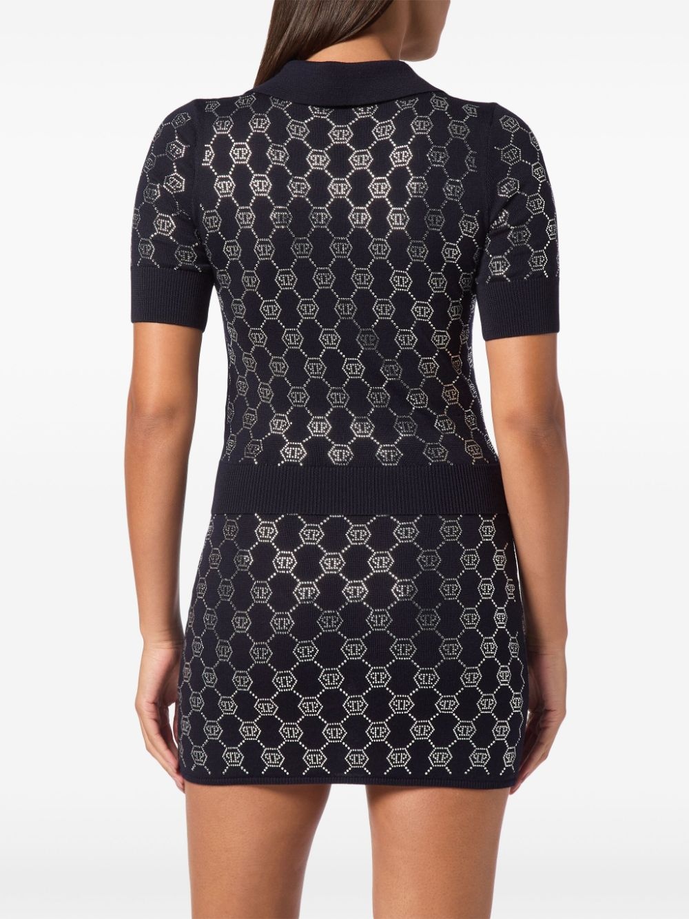 crystal-embellished polo top - 2