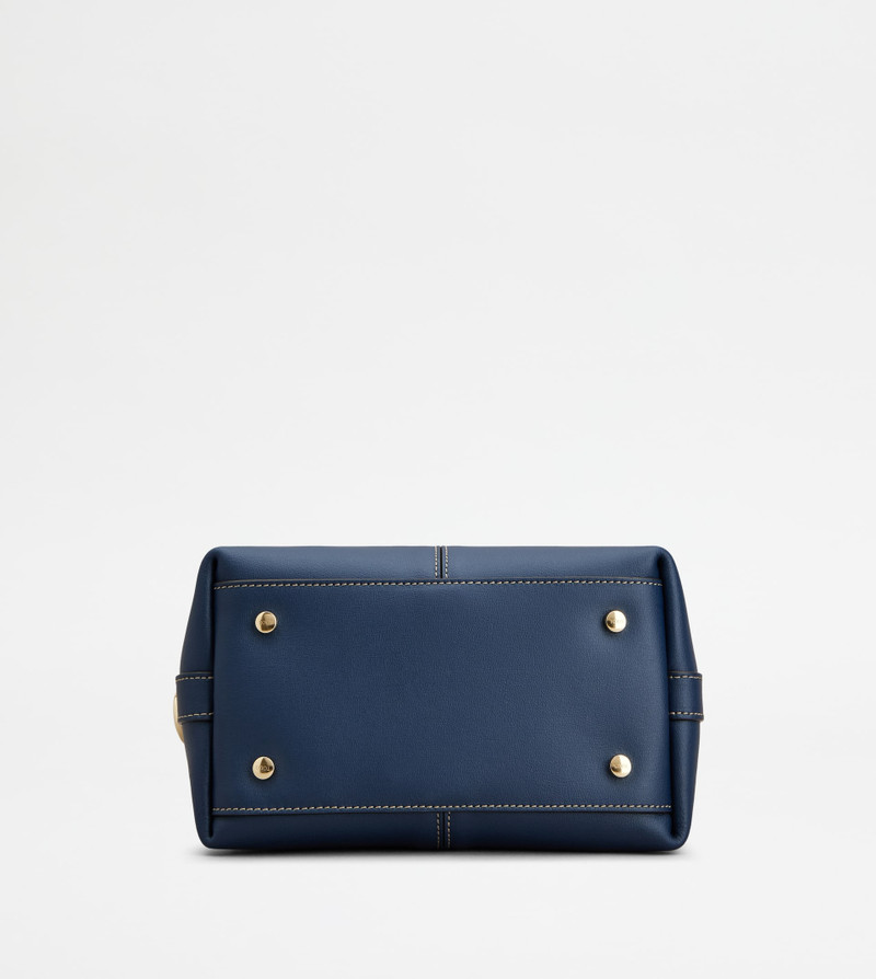 TOTE SHOPPING BAG IN LEATHER MINI - BLUE 3