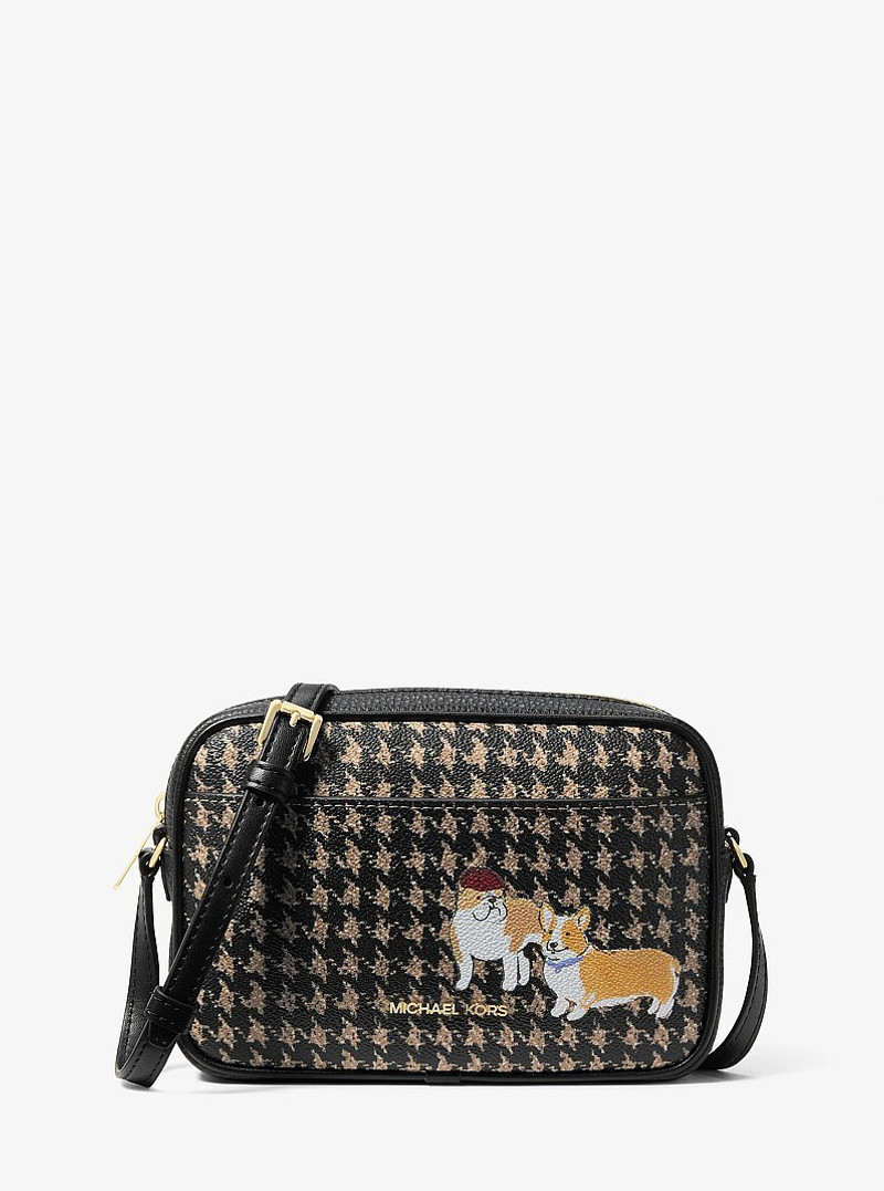 Jet Set Travel Small Houndstooth Print Camera Crossbody Bag 1