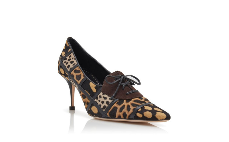 Animal Print Calf Hair Lace-Up Pumps 3
