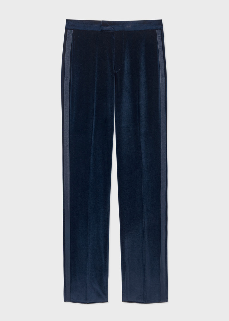 Tailored-Fit Navy Velvet Trousers 1