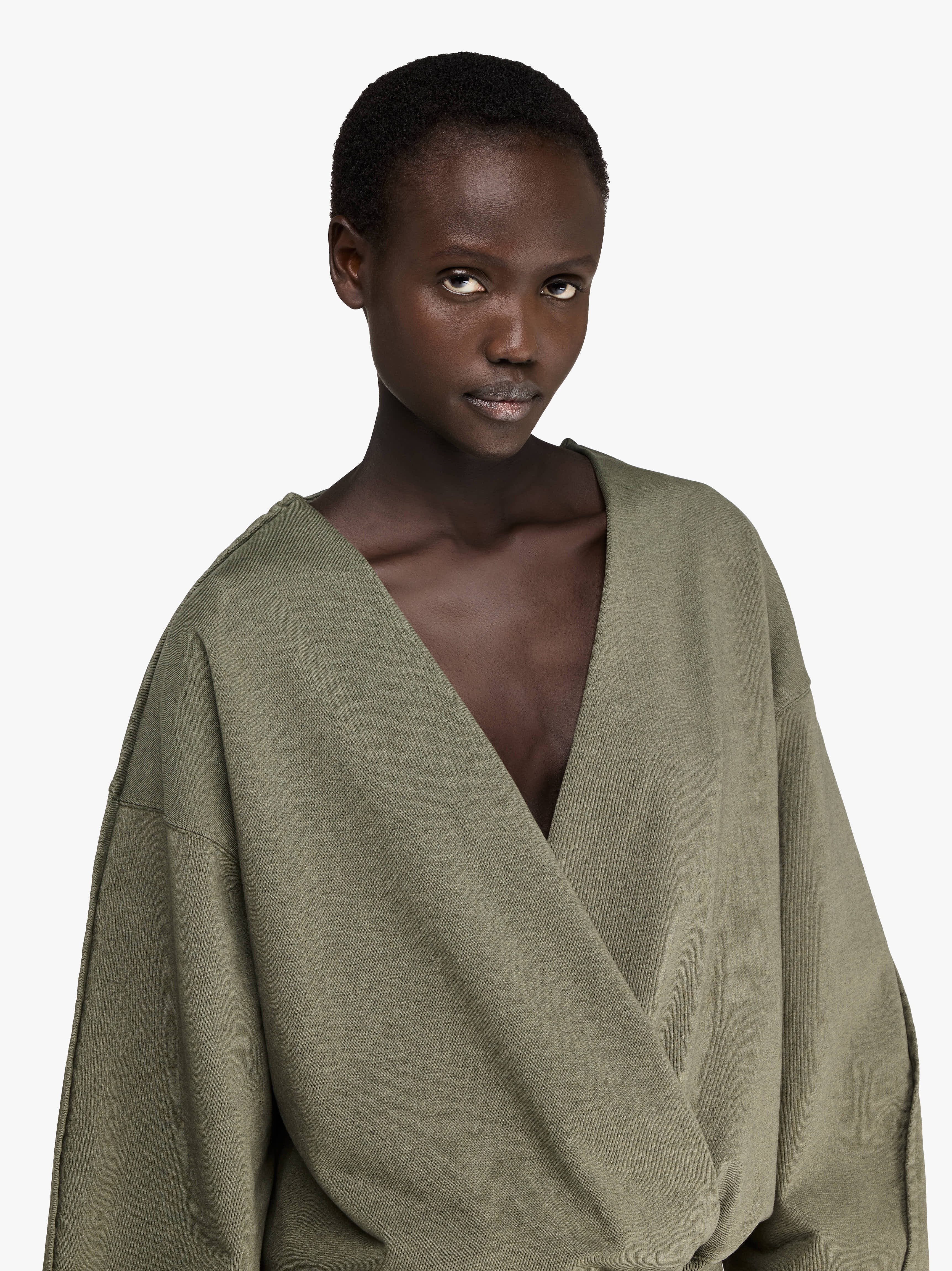 ROUNDED WRAP-FRONT SWEATSHIRT - 5