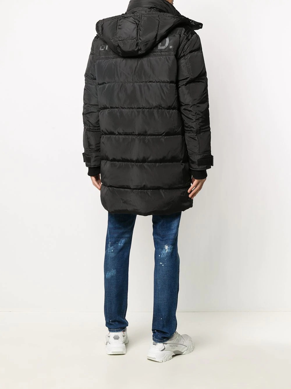 logo printed padded coat - 4