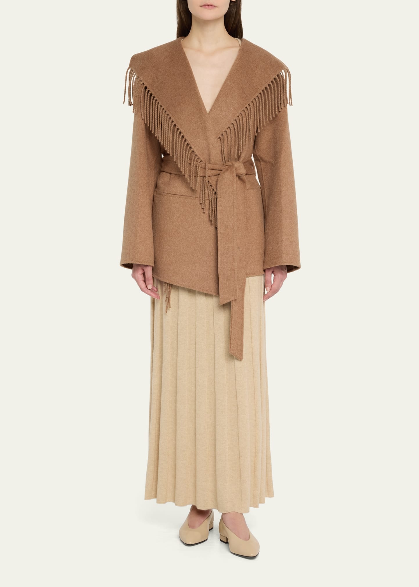 Rowen Fringe Belted Wool-Blend Jacket - 2