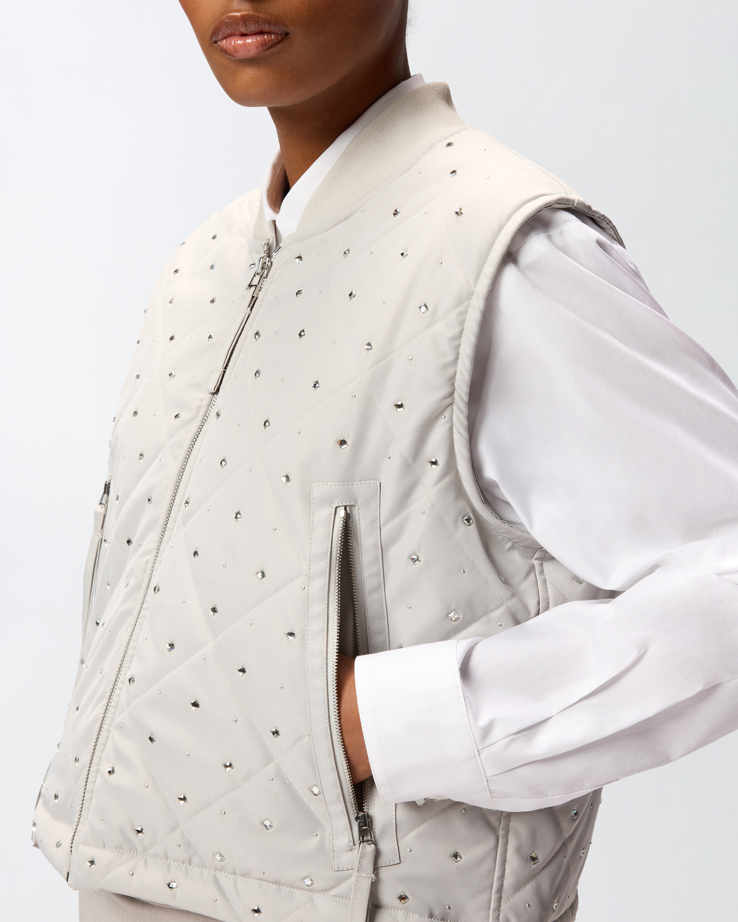 QUILTED VEST WITH RHINESTONES AND STUDS - 5